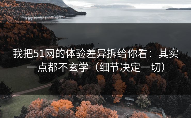 我把51网的体验差异拆给你看:其实一点都不玄学(细节决定一切) 我把51网的体验差异拆给你看:其实一点都不玄学(细节决定一切)