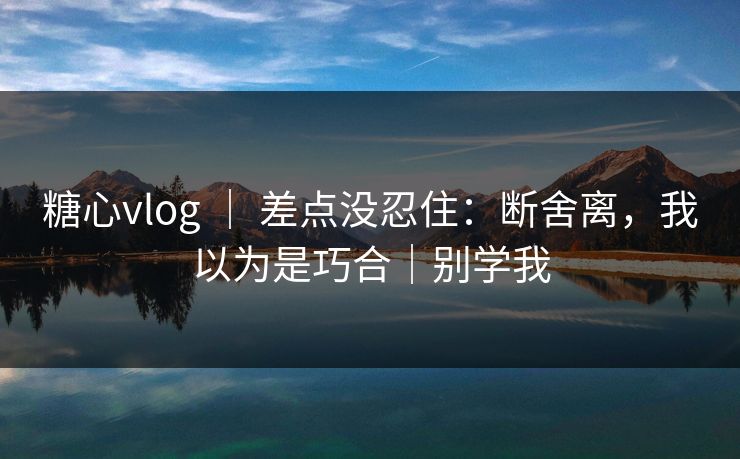 糖心vlog ｜ 差点没忍住：断舍离，我以为是巧合｜别学我