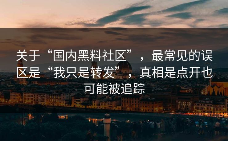 关于“国内黑料社区”，最常见的误区是“我只是转发”，真相是点开也可能被追踪